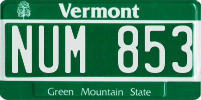 VT license plate NUM853