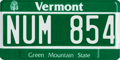 VT license plate NUM854