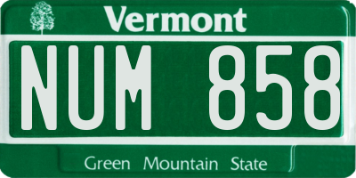 VT license plate NUM858