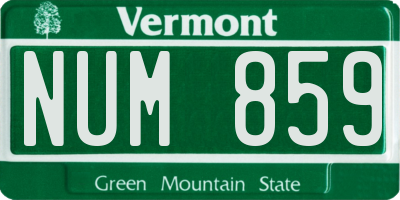 VT license plate NUM859