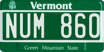VT license plate NUM860