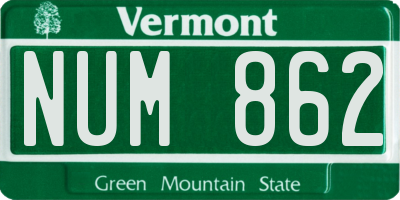 VT license plate NUM862