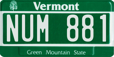 VT license plate NUM881