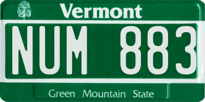 VT license plate NUM883