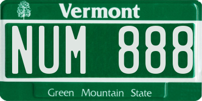 VT license plate NUM888