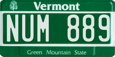 VT license plate NUM889