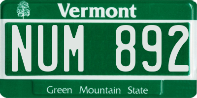 VT license plate NUM892