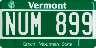 VT license plate NUM899