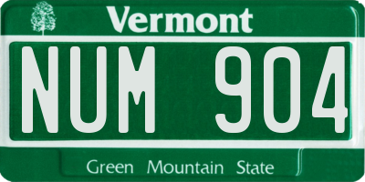 VT license plate NUM904
