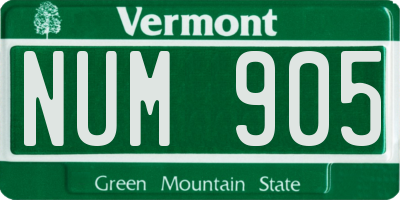 VT license plate NUM905