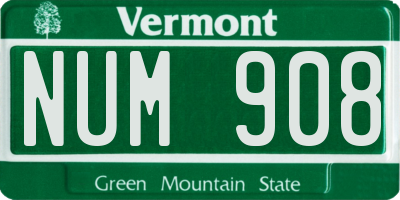 VT license plate NUM908