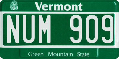 VT license plate NUM909