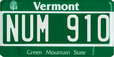 VT license plate NUM910