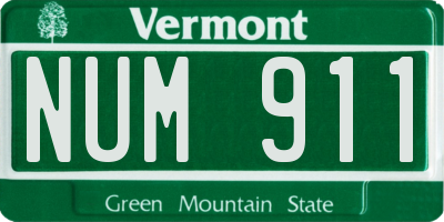 VT license plate NUM911