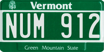 VT license plate NUM912