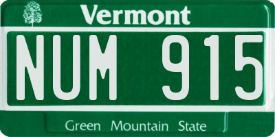VT license plate NUM915