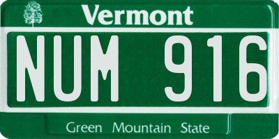 VT license plate NUM916