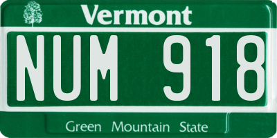 VT license plate NUM918