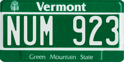 VT license plate NUM923