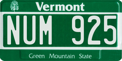 VT license plate NUM925
