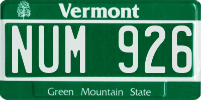VT license plate NUM926