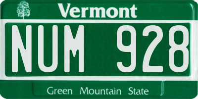 VT license plate NUM928