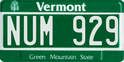 VT license plate NUM929