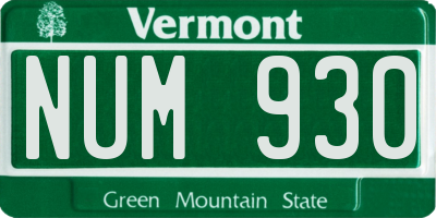 VT license plate NUM930