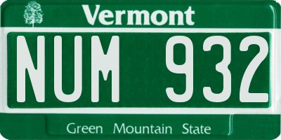 VT license plate NUM932