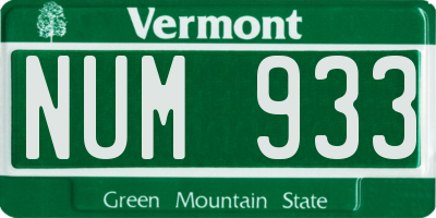 VT license plate NUM933