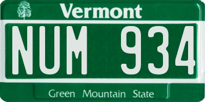 VT license plate NUM934
