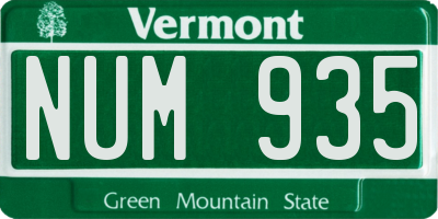 VT license plate NUM935