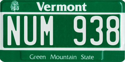 VT license plate NUM938