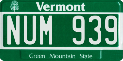 VT license plate NUM939