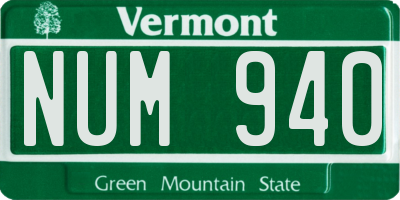VT license plate NUM940