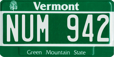 VT license plate NUM942