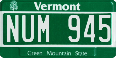 VT license plate NUM945