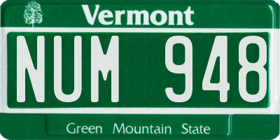 VT license plate NUM948