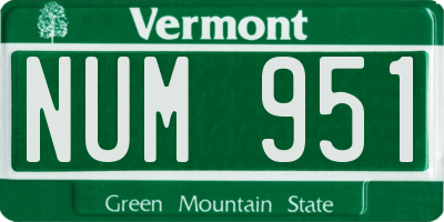 VT license plate NUM951