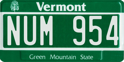 VT license plate NUM954