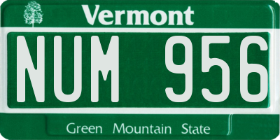 VT license plate NUM956
