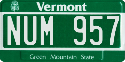 VT license plate NUM957