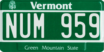 VT license plate NUM959