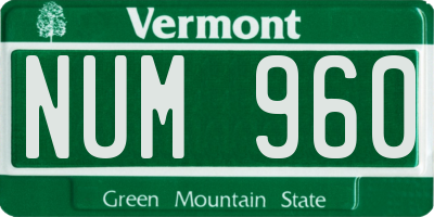 VT license plate NUM960
