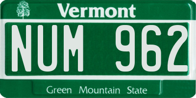 VT license plate NUM962