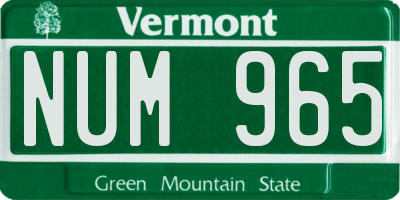 VT license plate NUM965