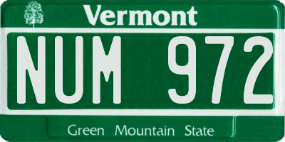 VT license plate NUM972