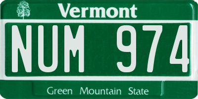 VT license plate NUM974