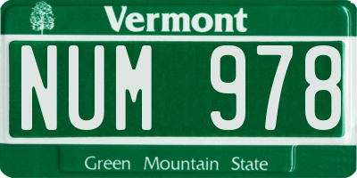 VT license plate NUM978