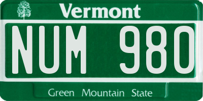 VT license plate NUM980